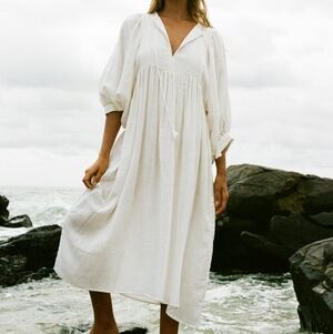 Daughters of India Kyra Midi Dress in White Gauze size XL NWT